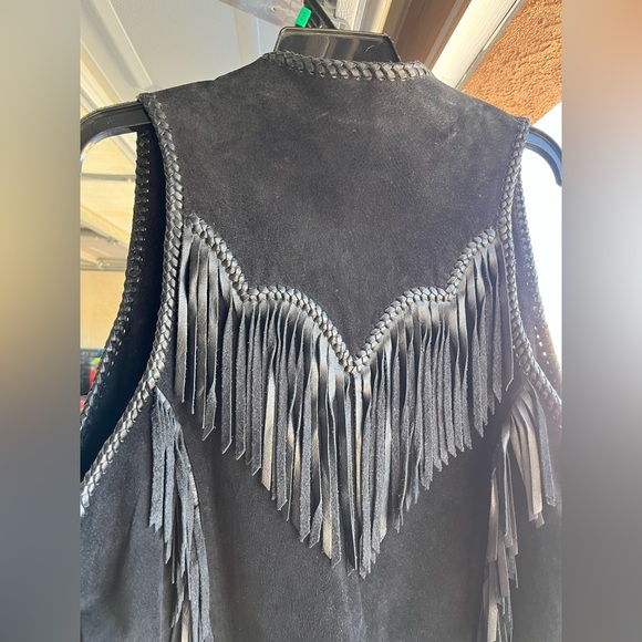 Men’s SCULLY Genuine Leather Suede beaded fringe  Western Vest - Picture 4 of 7